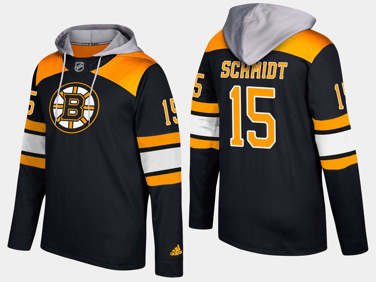 Men NHL Boston bruins retired #15 milt schmidt black hoodie
